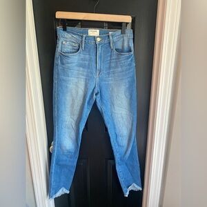 FRAME Ali High Rise Cigarette Skinny Pants Distressed Hem Jeans-Size 26